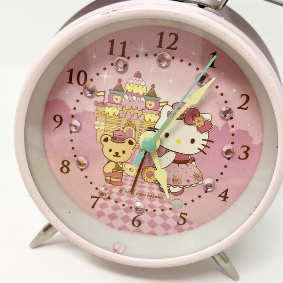 HELLO KITTY ALARM Works Twin Double BELL CLOCK by SANRIO - 2009- Light Up - Picture 4 of 8